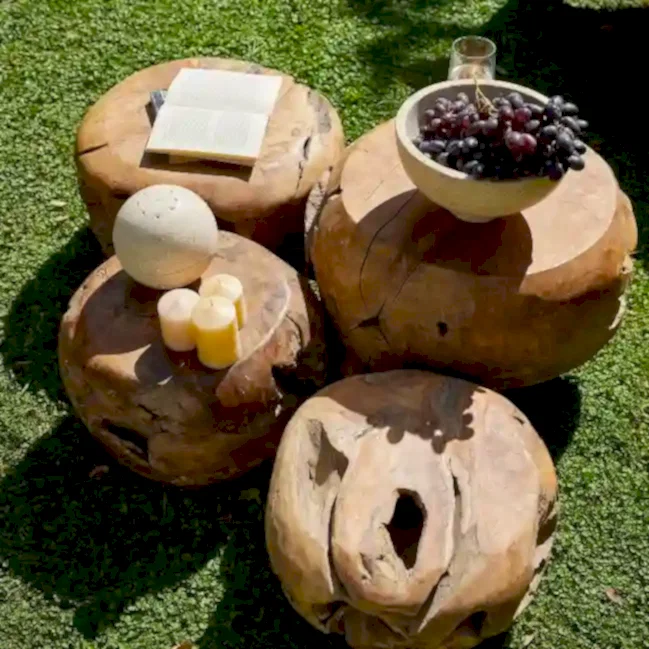 Resim KÜÇÜK GÖBEK TEAK TABURE - SEHPA